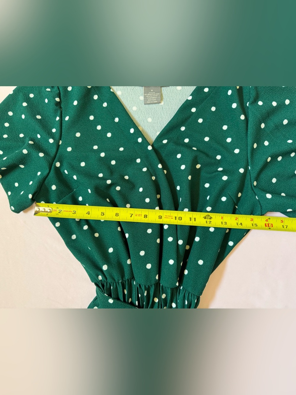 Lark + Grey Green Polka Dot Wrap Midi Dress - Picture 4 of 6